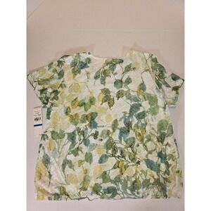 NWT Alfred Dunner XL Floral Embellished Top‎ Short Sleeve Green Yellow